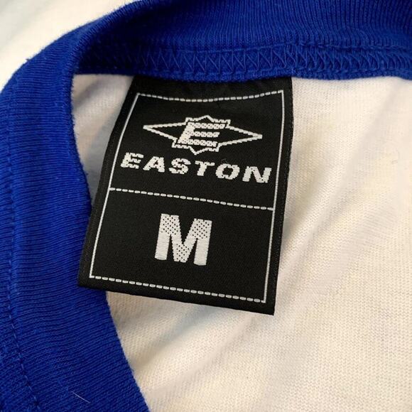 Easton‎ White and Blue BOY'S Crew Neck "Baseball Style" Tee Shirt - Size M - Picture 3 of 4